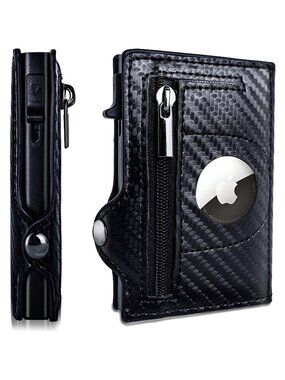 Carbon Fiber Leather Men's Minimalist RFID Blocking Pop Up Aluminum Case Wallet